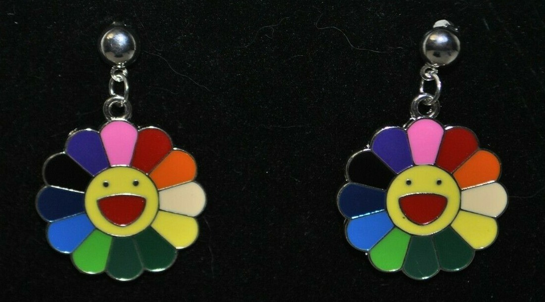 Takashi Murakami Japanese kawaii hobicore flower dangle stud