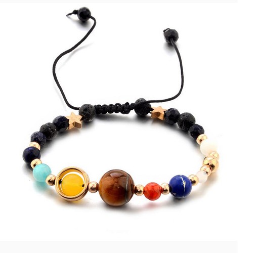 Armband Universum Galaxie Planeten Sonne Kosmos Naturstein Mix Einstellbar - Picture 9 of 12