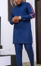 senator shirt and pants africans men clothing kaftan men shirt and down, blue