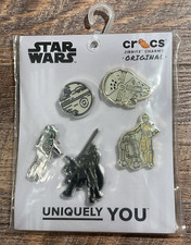 Star Wars Crocs Jibbitz Charms Original- Mirrored Silver/Black Uniquely You- NIP