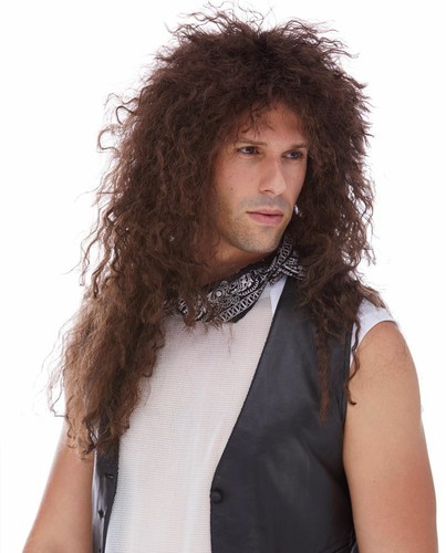 80S HEAVY METAL GLAM PUNK ROCK ROCKER COSTUME CURLY WIG JON BON JOVI WINGER KISS - Picture 4 of 5