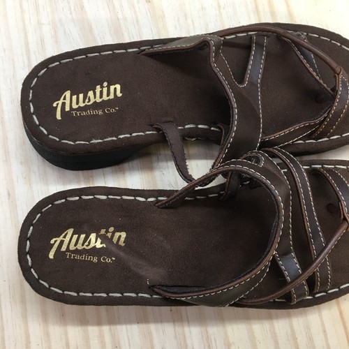 Austin Trading Co Sandals Womens 8 Strappy Flat FWATSS2058 Brown Leather Slip On - Picture 13 of 15