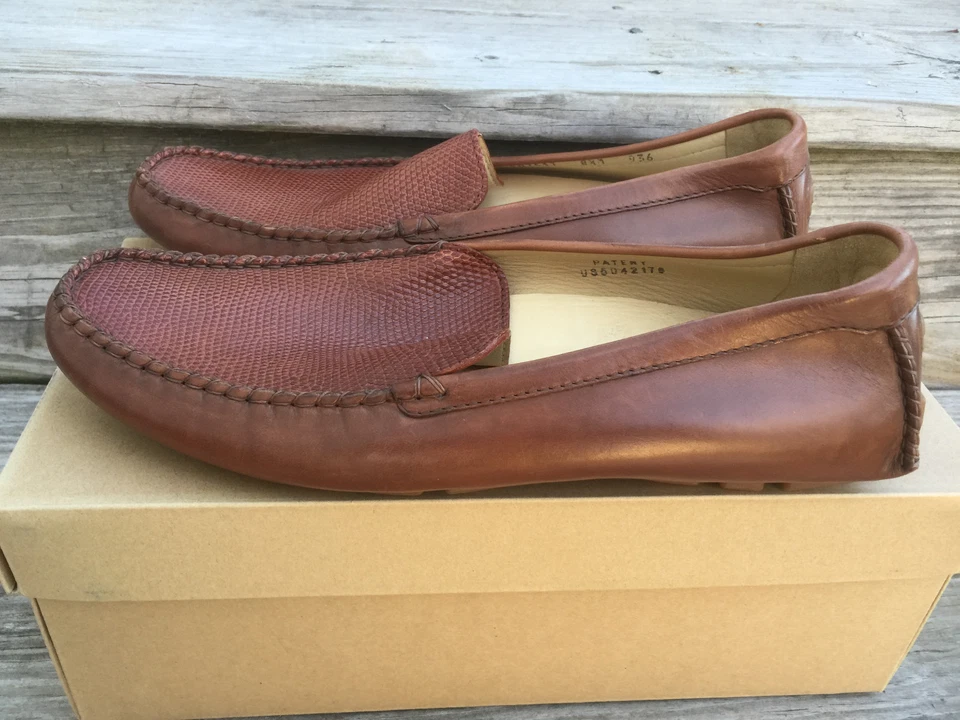 Nuevo Mocasín Cole Haan Exotics Lagarto Marrón Talla 8.5 M C07517 Informal Raro