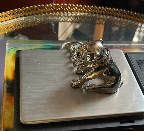 Dunhill Style Silver Plate Figural Bulldog & Collar Bull Dog Keyring Keychain Nw - Picture 9 of 9