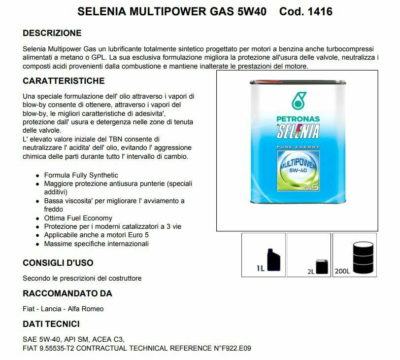 Kit 5 Lt OLIO MOTORE SELENIA MULTIPOWER P ENERGY 5W40 - Foto 3