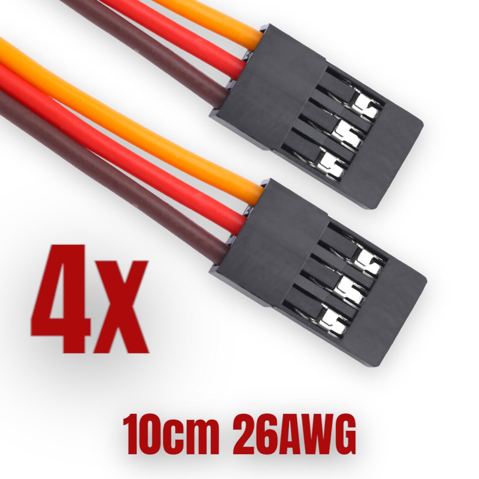  4x Servo Patch Kabel 10cm Patchkabel Servokabel JR Stecker zu Stecker 26AWG 