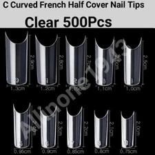 100/500/1500pcs C Curve/Half tube half cover French Artificial False Nail Tips
