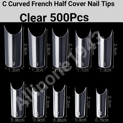 100/500/1500pcs C Curve/Half tube half cover French Artificial False Nail Tips - Picture 6 of 15