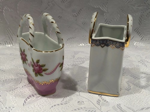 Vintage Royal Danube/Lefton/Nantucket Porcelain Handled 4 Baskets Gold Trim - Picture 4 of 12