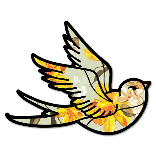 Bird Swallow Flower Sticker Tattoo Art Sailor #6934LS - Picture 1 of 1