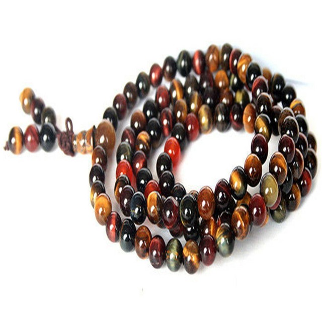6mm Multicolor Tiger Eye Stone Tassel 108 Bead Mala Bracelet Ruyi Mala 6mm Multicolor Tiger Eye Stone Tassel 108 Bead Mala Bracelet Ruyi Mala