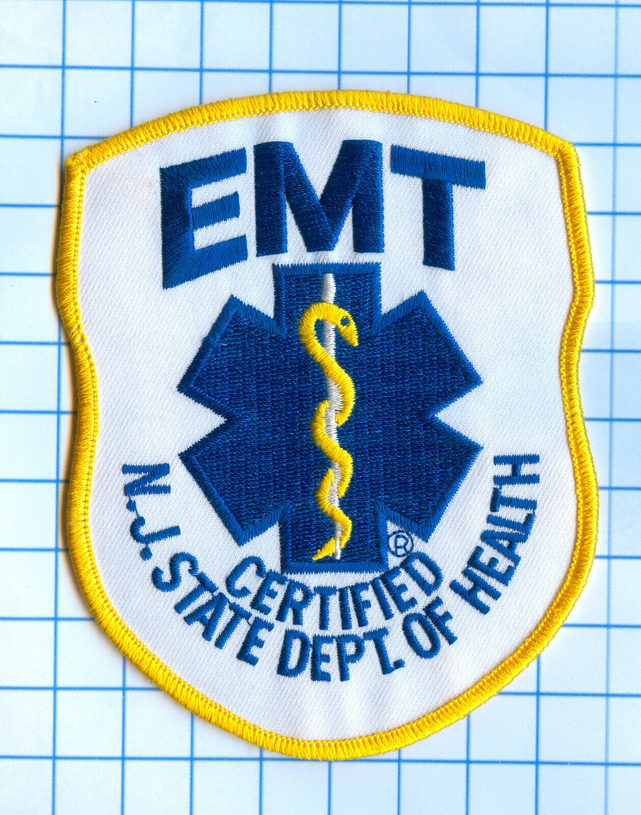 IRON or SEW ON SHOULDER PATCH NEW JERSEY  STATE DEPT OF HEALTH EMT
