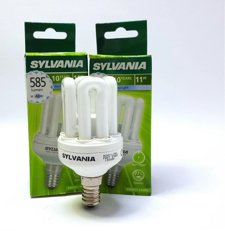 2 LAMPADINE SYLVANIA 11W E14 MINI LYNK RISPARMIO ENERGETICO 585 lm = 48W 6000K