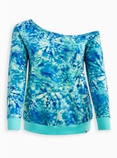 Torrid Tie Dye Off Shoulder Sweatshirt Plus 1X 14/16 Lounge Blue NEW NWT 69