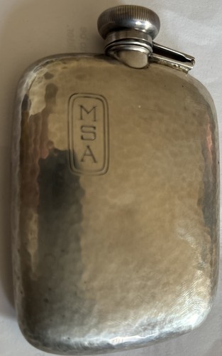 Antique Webster Co Art Deco Sterling Silver Hammered Small Pocket Flask - Picture 6 of 19