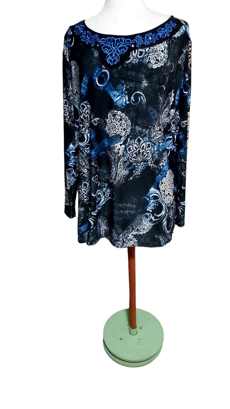 Cato 2xl Top Blouse Shirt Long Sleeve Black Blue … - image 1