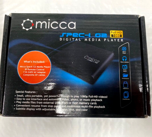 Micca Speck G2 1080p Full-HD Ultra Portable Digital Media Player for USB Driv...