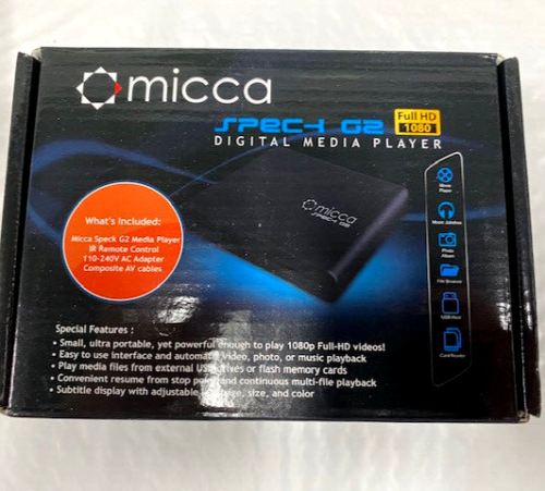 Micca Speck G2 1080p Full-HD Ultra Portable Digital Media Player for USB Driv... - Picture 1 of 2