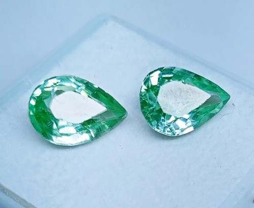 Pear Cut Zambian Emerald Certified 4-5Ct Loose Gemstones Pair of Natural - Picture 5 of 6