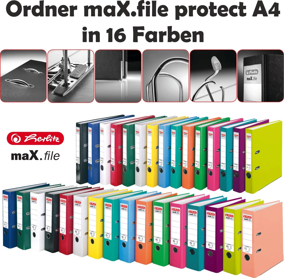 Herlitz Ordner maX.file protect A4 schmal oder breit Schule Beruf und Freizeit