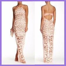 NEW! $418 ABS by Allen Schwartz Embroidered Lace Gown Apricot [SZ Small] #N300