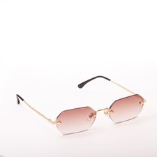 Sonnen Brille rechteckig randlos Damen Herren stylisch UV400 Unisex rahmenlos