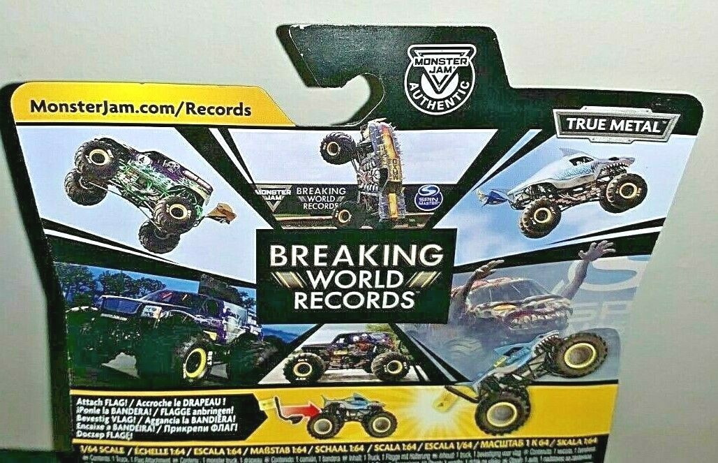  Monster Jam 2021 Target Exclusive Breaking World Records Series  1:64 Scale Diecast Monster Truck with Flag: Megalodon : Toys & Games