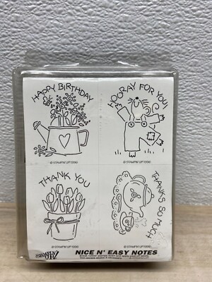 1996 Stampin Up Nice And Easy Notes Set Of 8 Foam Mounted Rubber Stamps