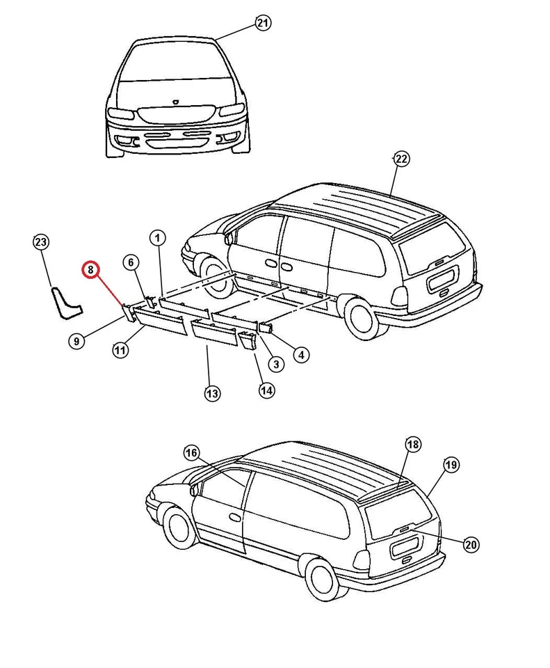 0PE33SG8 0PE33TZZ Revestimiento guardabarros delantero izquierdo Chrysler TOWN AND COUNTRY verde    Foto 2 de 3