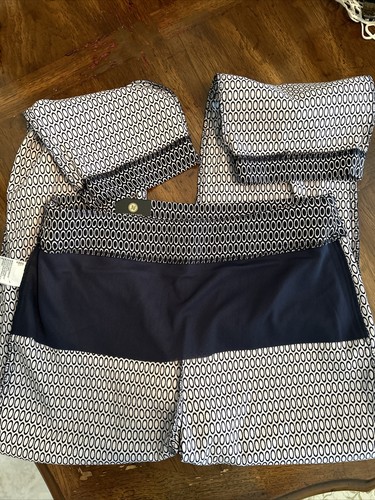NWT JM COLLECTION STRETCH STRAIGHT LEG NAVY/WHITE PRETTY GEOMETRIC PATTERN SZ L - Picture 6 of 9