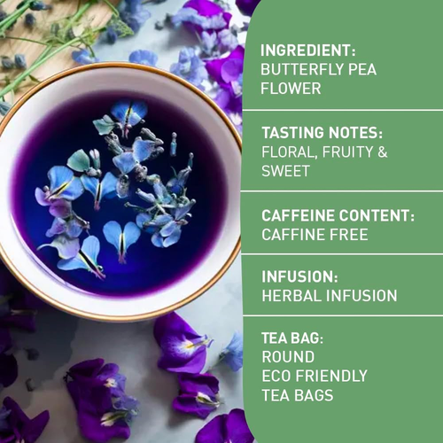 , Butterfly Pea Flower Tea (100 Herbal Tea Bags) Caffeine Free, Non GMO Premium - Picture 2 of 12