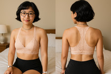 Xhilaration Blush Pink Lace Racerback Bralette Floral Fully Lined Women  s Size S