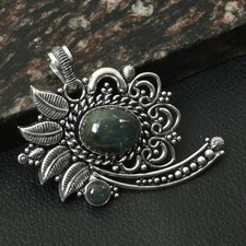 Labradorite Gemstone Ethnic Handmade Leaf Pendant Jewelry Gift 1.8