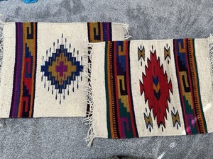Handwoven Aztec Beige Wool Southwestern Design Placemats 20x16