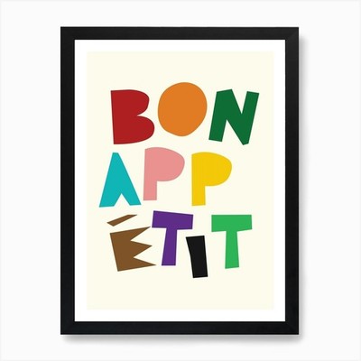 Guten Appetit Multi Kunstdruck gerahmt Wandbild Poster Leinwanddruck Bild