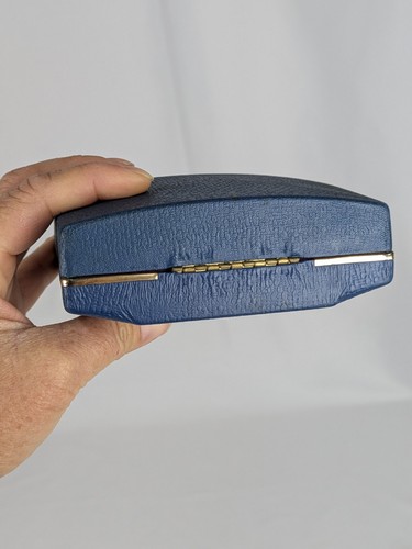 Cassa orologio vintage Bulova Fifth Avenue vuota velluto blu a conchiglia - Foto 6 di 9