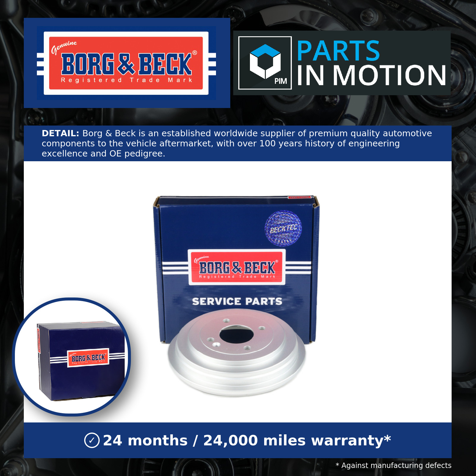 Brake Drum Rear BBR7285 Borg & Beck 584110U000 584110U000DS 584111R000 Quality