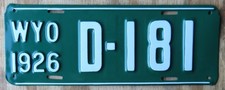 WYOMING DEALER license plate  1926  D-181   PROF RESTORED