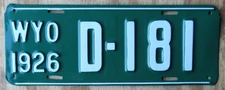 WYOMING DEALER license plate  1926  D-181   PROF RESTORED