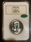 1953 Franklin Half CAC In A Old Ngc Fatty Holder MS 64 Perfect Holder Nice Look