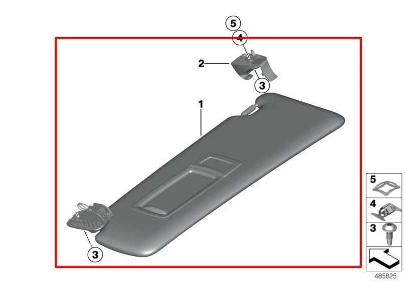 Visor solar dianteiro direito BMW 328i xDrive 2.0L 2013-2016 com espelho iluminado - Imagem 2 de 4