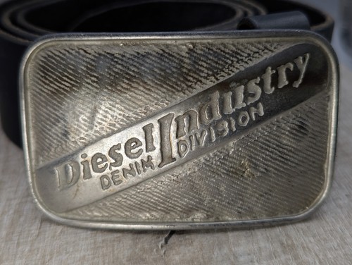 Diesel Industry Denim Devision Buckle Leather Classic Logo Belt - Picture 2 of 13