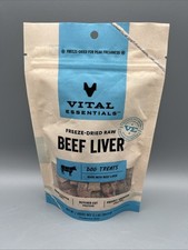 Vital Essentials Freeze-Dried Beef Liver Dog Treats, High Protein Grain-Free 2.1