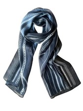 Fashion Scarf Floral Chain Leopard Chiffon Scarf Sheer Wrap Black Chain