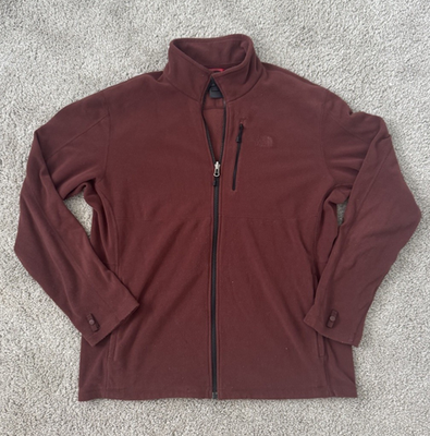 #ad The North Face Men’s Fleece Jacket XL TG Maroon Full Zip Stand Up Collar Logo $60.00