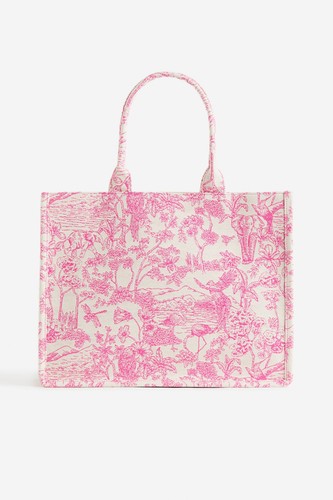 H&M PINK JACQUARD-WEAVE HANDBAG - Picture 1 of 10