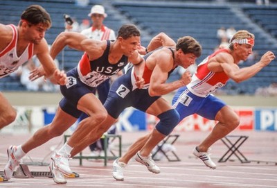 Thorsten Dauth of Germany Dan O'Brien USA Dave Johnson USA Christi- Old Photo