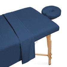 3pc Microfiber Massage Table Sheet Set - Salon Spa Covers Navy Blue