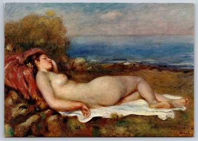 Art Postcard Auguste Renoir Painting ''Baigneuse Couchée au Bord de la Mer'' Woman