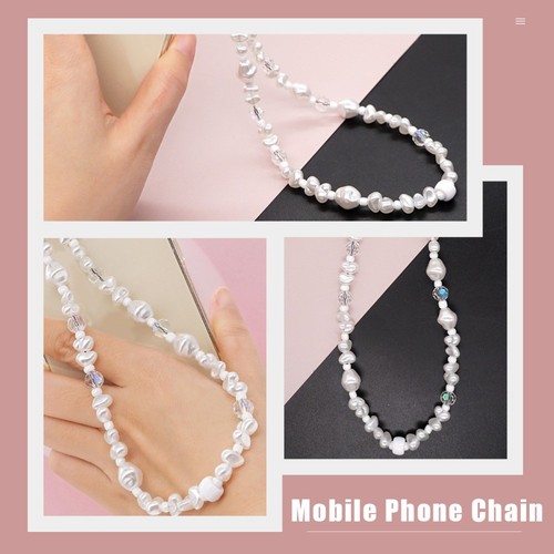 Imitation Pearl Mobile Phone Charm Chain Lanyard Case Pendant Keychain Cute - 第 5/12 張圖片